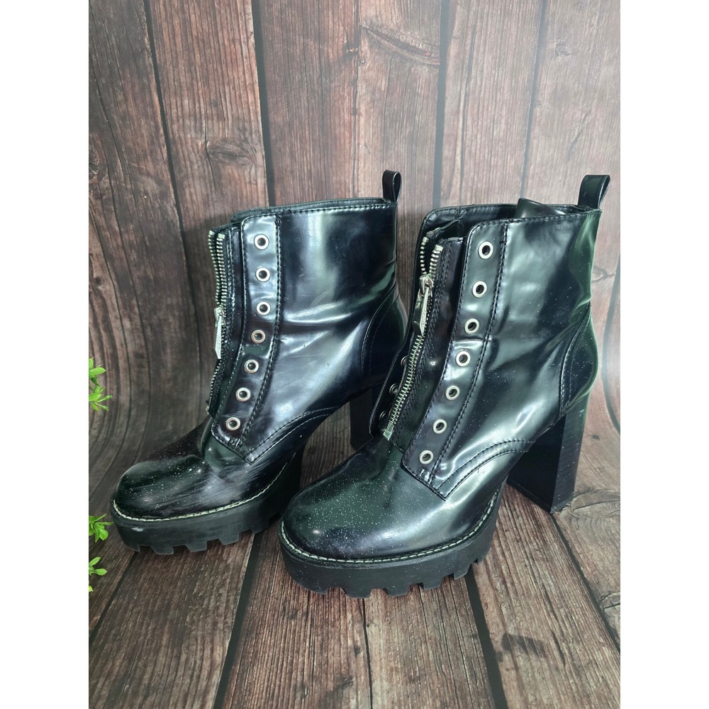 Zara Black Platform Zipper Boots Punk Rock Star Goth Size 8.5/39